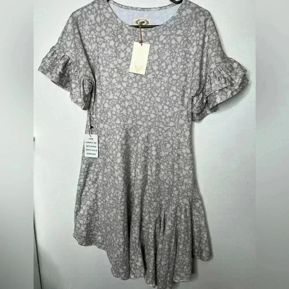 Joyfolie Mia Joy Emilia Taupe Mini Floral Dress Size 14 NWT - Picture 1 of 6